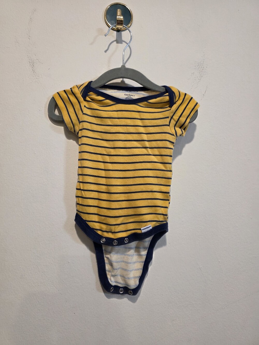 Gerber Yellow and Navy Striped Baby Bodysuit